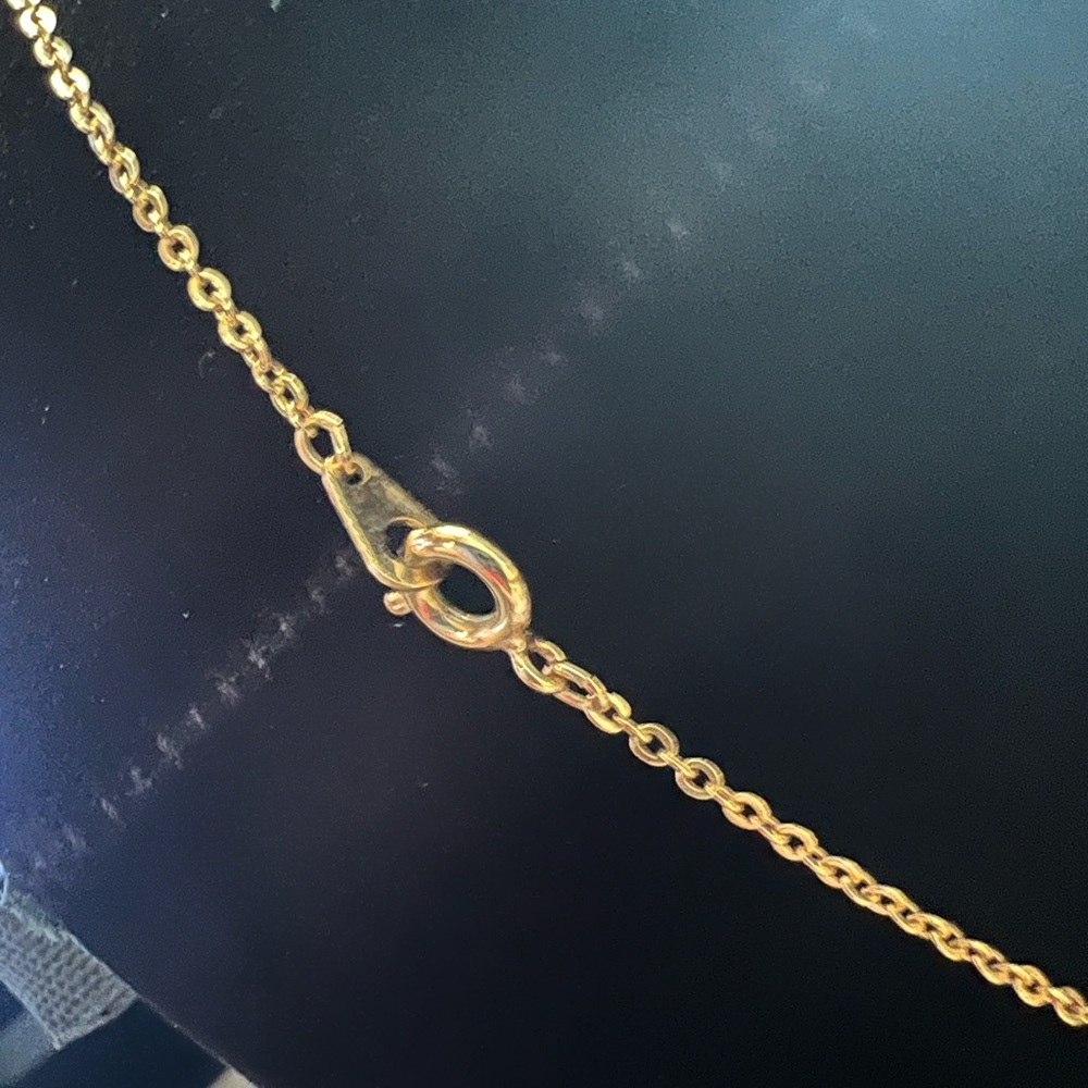 Citrine Colored Gem Pendant on Gold Tone Chain - Picture 7 of 10